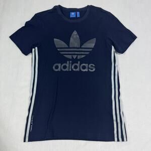 Adidas Men's Small Navy Blue Three Stripes T-Shirt b23